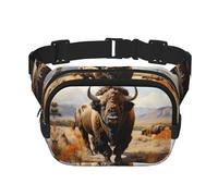 Poezjzw Sac banane de voyage en forme de troupeau de bison d'Amérique du Nord - Convient pour la course à pied, le cyclisme et les aventures en plein air - Pour ranger des téléphones portables, noir