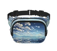 Poezjzw Sac banane de voyage motif nuages blancs au-dessus de la mer, adapté pour la course à pied, le cyclisme et les aventures en plein air, pour ranger des téléphones portables et des cartes de