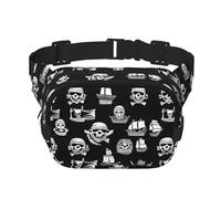 Poezjzw Sac banane de voyage motif pirates noir et blanc adapté pour la course à pied, le cyclisme et les aventures en plein air, pour ranger des téléphones portables et des cartes de crédit, noir