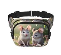 Poezjzw Sac banane de voyage Mouse In Love pour la course, le cyclisme et les aventures en plein air, pour ranger des téléphones portables et des cartes de crédit, noir, One Size