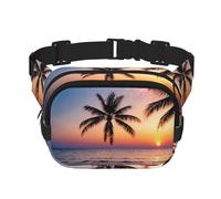 Poezjzw Sac banane de voyage Palm Tree Golden Sunset - Convient pour la course à pied, le cyclisme et les aventures en plein air, pour ranger des téléphones portables et des cartes de crédit, noir