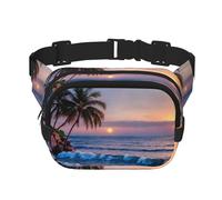 Poezjzw Sac banane de voyage Palm Tree Waves - Convient pour la course à pied, le cyclisme et les aventures en plein air, pour ranger des téléphones portables et des cartes de crédit, noir, One Size