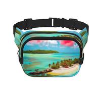 Poezjzw Sac banane de voyage paysage caraïbe adapté pour la course à pied, le cyclisme et les aventures en plein air, stocker des téléphones portables et des cartes de crédit, noir, One Size