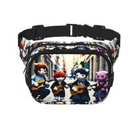 Poezjzw Sac banane de voyage pour chaton jouant de la guitare, convient pour la course à pied, le cyclisme et les aventures en plein air, pour ranger des téléphones portables et des cartes, noir, One