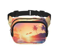 Poezjzw Sac banane de voyage Sunset Dolphin adapté pour la course à pied, le cyclisme et les aventures en plein air, pour ranger des téléphones portables et des cartes de crédit, noir, One Size