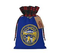 POEZJZW Sac cadeau avec cordon de serrage, motif drapeau du Nebraska, parfait pour Noël, anniversaires, fêtes, etc