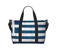 Poezjzw Sac de voyage avec drapeau grec, sac fourre-tout, sac à main, résistant à l'eau, sac de week-end, sac de nuit pliable, noir, One Size