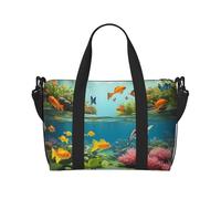 Poezjzw Sac de voyage avec plantes aquatiques et poissons - Sac de transport pour femme - Sac d'hôpital pour le travail et la livraison de nuit - Noir - Taille unique - Noir - Taille unique, Noir ,