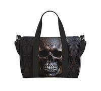 Poezjzw Sac de voyage en forme de tête de mort de couleur cuivre, sac fourre-tout pour femmes, sacs d'hôpital pour le travail et la livraison, noir, taille unique, Noir/blanc, One Size