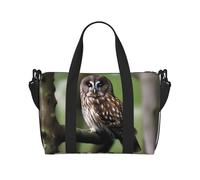 Poezjzw Sac de voyage pliable marron en forme de chouette Sac fourre-tout à bagage à main résistant à l'eau, noir, One Size