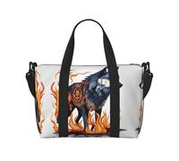 Poezjzw Sac de voyage Wolf couvert de feu, sac fourre-tout pour femme, sac d'hôpital pour le travail et la livraison, noir, taille unique, Noir/blanc, One Size