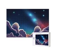 Poezjzw Space Night Sky Puzzle classique pour adulte 300 pièces en bois Décoration d'intérieur moderne Jeu intellectuel 40 x 28 cm