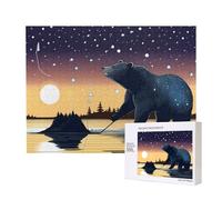 Poezjzw Star Fishing Bear Puzzle classique adulte 500 pièces Puzzle en bois moderne Décoration intérieure Jeu intellectuel 52 x 38 cm