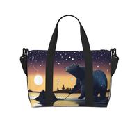 Poezjzw Star Fishing Bear Sac de voyage pour femme Sac fourre-tout pour femme Sac d'hôpital pour le travail et la livraison Noir Taille unique, Noir/blanc, One Size