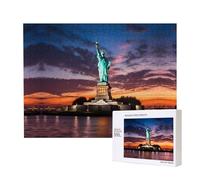 Poezjzw Statue de la Liberté, Puzzles USA pour adulte 500 pièces Puzzle en bois pour la famille et les amis Décoration murale Art mural 50,4 x 38,1 cm