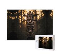 Poezjzw Statue totem tribale en bois pour adulte 300 pièces puzzle en bois pour famille ami décoration murale art mural 15,7 x 27,9 cm