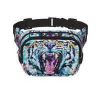 Poezjzw Stomping Tiger Head Sac banane de voyage adapté pour la course à pied, le cyclisme et les aventures en plein air, ranger des téléphones portables et des cartes de crédit, noir, One Size