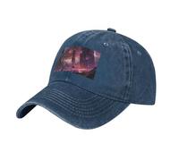 POEZJZW Strange Planet Space Pattern Around Vintage Réglable Queue de Cheval Cowboy Casquette Baseball Gym Casquettes pour Femme Homme Femme Cadeaux Noir, bleu marine, Taille unique