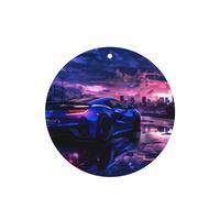 Poezjzw Supercar In Future Sunset Lot de 6 désodorisants de voiture ronds à suspendre pour chambre à coucher, salle de bain