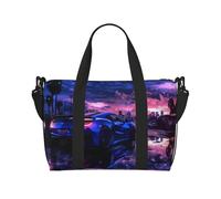 Poezjzw Supercar In Future Sunset Sac de voyage fourre-tout résistant à l'eau Sac de voyage pliable, noir, One Size