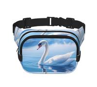 Poezjzw Swan In Lake Sac banane de voyage adapté pour la course à pied, le cyclisme et les aventures en plein air, ranger des téléphones portables et des cartes de crédit, noir, One Size