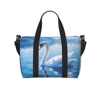 Poezjzw Swan In Lake Sac de voyage fourre-tout résistant à l'eau Sac de voyage pliable, noir, One Size