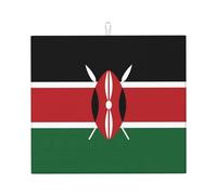 Poezjzw Tapis de séchage à vaisselle imprimé drapeau du Kenya absorbant réversible pour comptoir de cuisine 45,7 x 40,6 cm