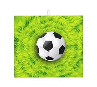 Poezjzw Tapis de séchage absorbant pour comptoir de cuisine, motif football sur herbe, 40,6 x 45,7 cm