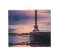 Poezjzw Tapis de séchage absorbant pour comptoir de cuisine, motif tour Eiffel, 40,6 x 45,7 cm