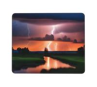 POEZJZW Tapis de souris à motif foudre au crépuscule avec bords cousus en caoutchouc antidérapant et imperméable, pour jeux de bureau, travail, souris sans fil, 21 x 26 cm