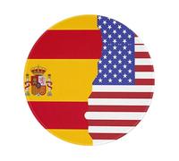 POEZJZW Tapis de souris rond à motif drapeau de l'Espagne américaine, joli tapis de souris, base en caoutchouc antidérapant avec bords cousus, petite taille 20 x 20 cm