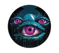 POEZJZW Tapis de souris rond à motif monstre à trois yeux, joli tapis de souris, base en caoutchouc antidérapant avec bords cousus, petite taille 20 x 20 cm