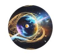 POEZJZW Tapis de souris rond motif étoile céleste, joli tapis de souris, base en caoutchouc antidérapant avec bords cousus, petite taille 20 x 20 cm