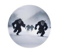 POEZJZW Tapis de souris rond motif monstre avec cornes, joli tapis de souris, base en caoutchouc antidérapant avec bords cousus, petite taille 20 x 20 cm