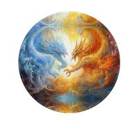 POEZJZW Tapis de souris rond motif monstre de glace et de feu, joli tapis de souris, base en caoutchouc antidérapant avec bords cousus, petite taille 20 x 20 cm