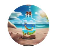 POEZJZW Tapis de souris rond motif World In A Bottle - Joli tapis de souris - Base en caoutchouc antidérapant avec bords cousus - Taille S : 20 x 20 cm