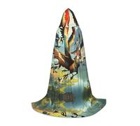 POEZJZW The Birds Are Dancing. Cape à capuche avec motif pour adulte, homme et femme, capuche de Noël, costumes de cosplay, taille M