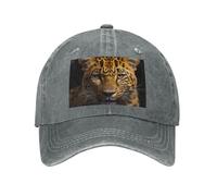 POEZJZW The Deep Eyed Leopard Pattern Baseball Cap for Men Women Adjustable Cowboy Hats Unisex Sun Hats Black, gris, Taille unique