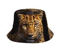 POEZJZW The Deep Eyed Leopard Pattern Chapeau bob à la mode, adapté pour les activités de plein air, la plage, le camping, unisexe, noir, taille unique