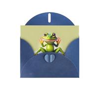 POEZJZW The Funny Frog Doing Yoga Lot de 10 cartes de Noël en papier nacré avec enveloppes bleues, cartes de remerciement, mariage, Saint-Valentin