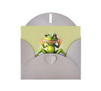 POEZJZW The Funny Frog Doing Yoga Lot de 10 cartes de Noël en papier nacré avec enveloppes grises pour remerciement, mariage, Saint-Valentin