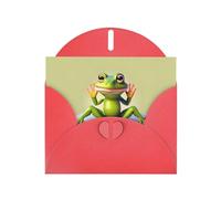POEZJZW The Funny Frog Doing Yoga Lot de 10 cartes de Noël en papier nacré avec enveloppes rouges, cartes de remerciement, mariage, Saint-Valentin