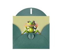 POEZJZW The Funny Frog Doing Yoga Lot de 10 cartes de Noël en papier perlé avec enveloppes vert foncé, cartes de remerciement, mariage, Saint-Valentin