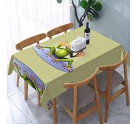 POEZJZW The Funny Frog Doing Yoga Nappe rectangulaire en polyester avec bordure en dentelle ondulée pour salle à manger, cuisine, fêtes 137 x 183 cm
