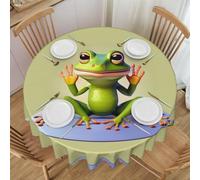 POEZJZW The Funny Frog Doing Yoga Pattern Laciness Nappe ronde décorative en polyester pour fête, pique-nique, cuisine, décoration extérieure 152,4 cm