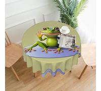 POEZJZW The Funny Frog Doing Yoga Pattern Nappe décorative ronde de 152,4 cm, résistante aux éclaboussures et à l'huile, adaptée pour les tables à manger et les tables basses