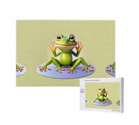 Poezjzw The Funny Frog Doing Yoga Puzzle classique en bois pour adulte 1000 pièces Décoration d'intérieur moderne Jeu intellectuel 75 x 50 cm