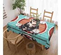 POEZJZW The Silent Monkey Nappe rectangulaire en polyester avec bordure en dentelle ondulée pour salle à manger, cuisine, fêtes 137 x 183 cm