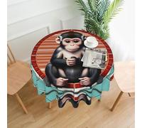 POEZJZW The Silent Monkey Nappe ronde décorative 152,4 cm résistante aux éclaboussures et à l'huile, convient pour les tables à manger et les tables basses