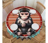 POEZJZW The Silent Monkey Nappe ronde en polyester pour fête, pique-nique, cuisine, décoration extérieure - 152,4 cm